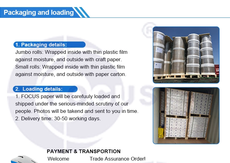 Giấy nhiệt Jumbo cuộn 48GSM / 55GSM Bề mặt nhẵn mịn tốt 3