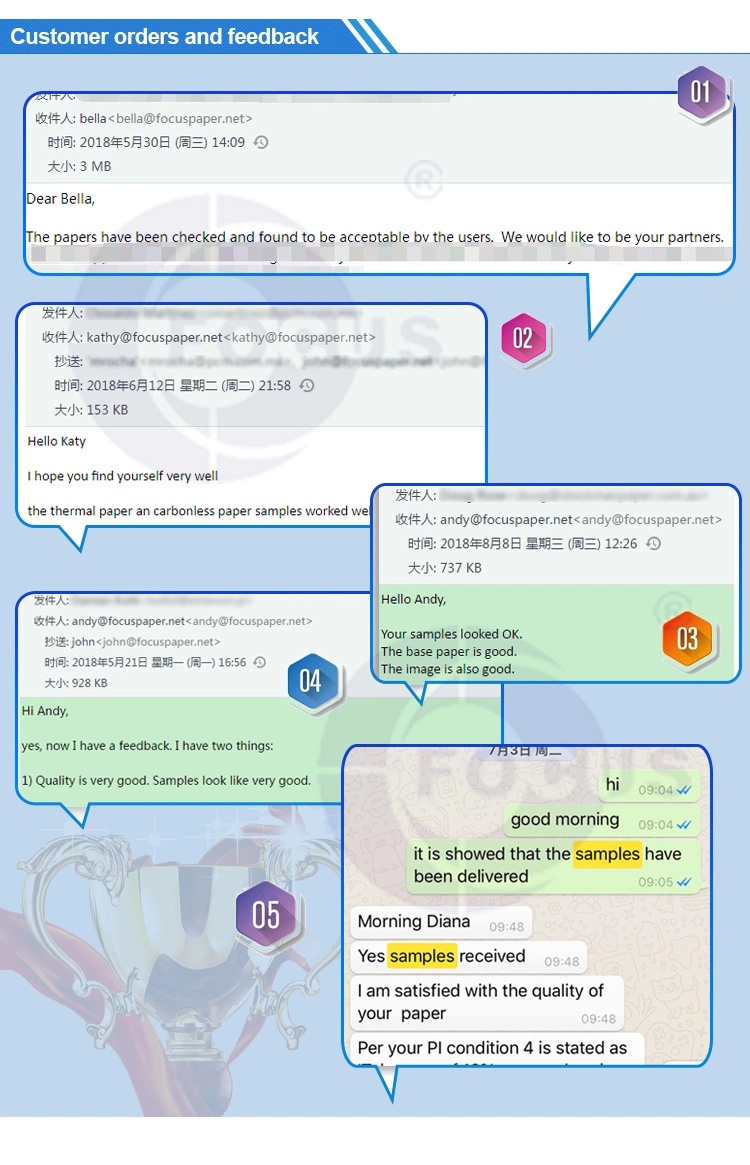 100% bột giấy nguy&ecirc;n chất Giấy NCR kh&ocirc;ng carbon Giấy tr&ugrave;ng lặp 50-80gsm 4